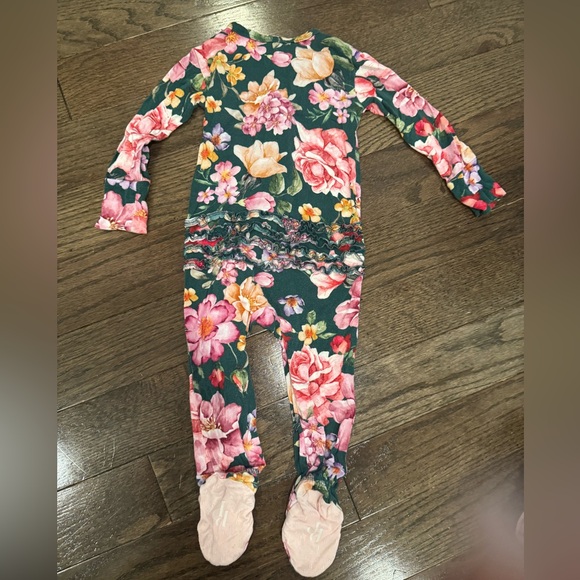 Posh Peanut Footie Ruffled Zippered One Piece 9-12 Months floral - Picture 2 of 9